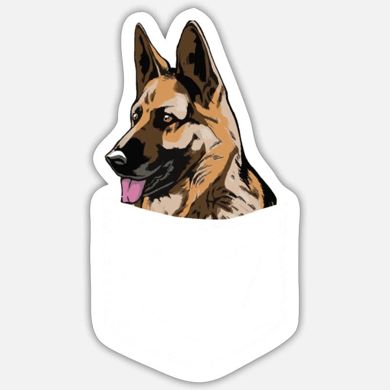 Malinois Hund - Sticker Größe S (10 x 10 cm) - Mattweiß