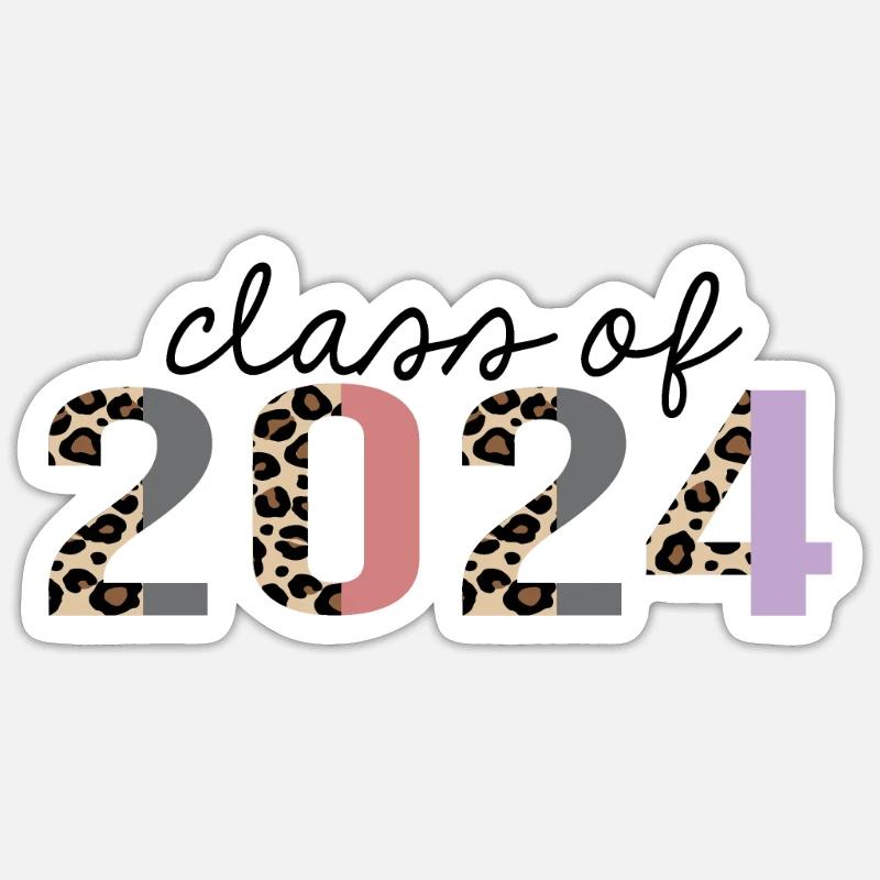 classe de 2024 Leopard Print Funny Sticker taille S (10 x 10 cm)