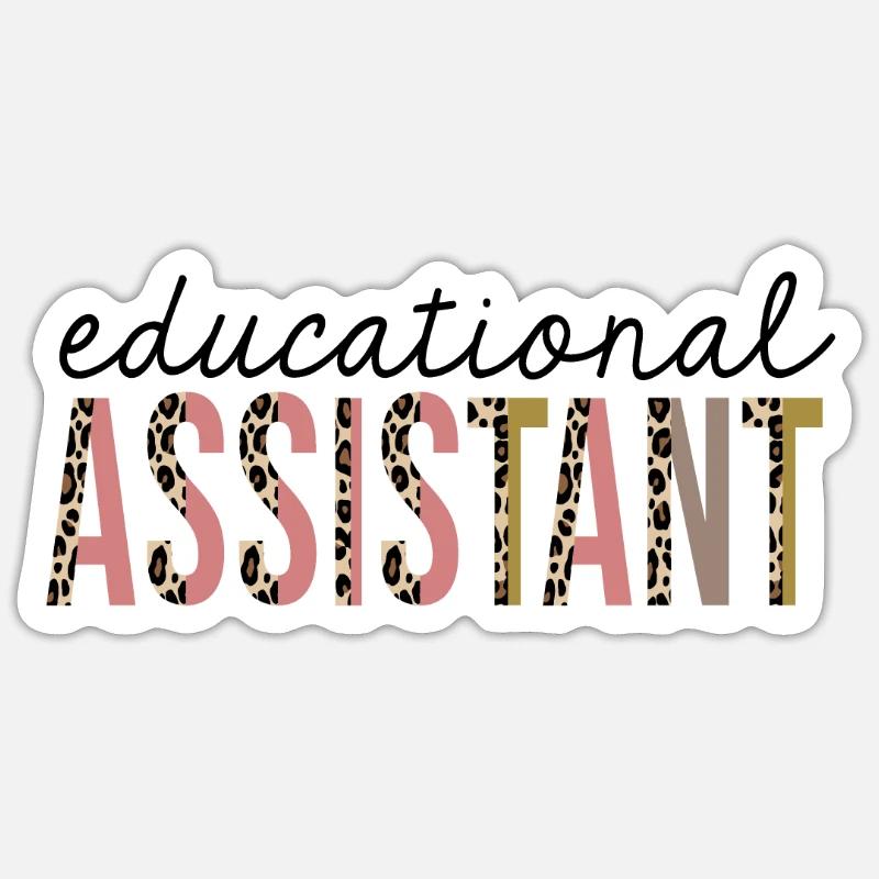 Pädagogischer Assistent Leopard Print Funny - Sticker Größe S (10 x 10 cm) - Mattweiß