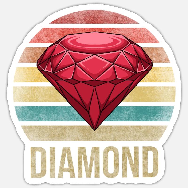 Ruby Gemstone Retro Sunset - Sticker size S (10 x 10 cm) - white matte