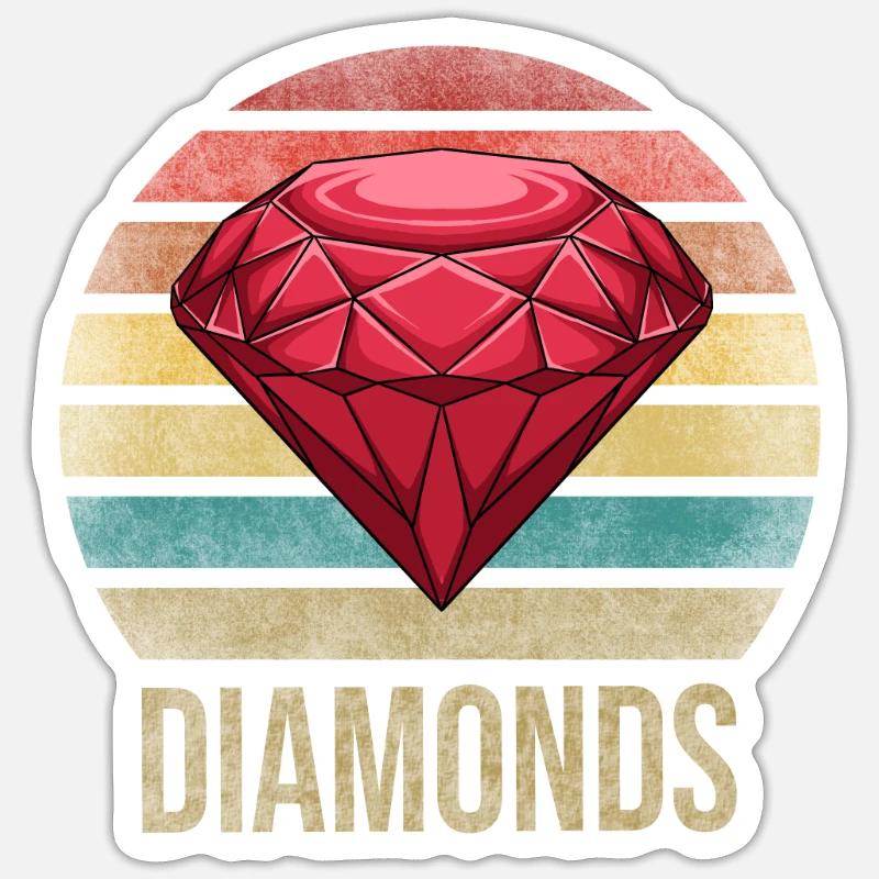 Ruby Gemstone Retro Sunset - Sticker size S (10 x 10 cm) - white matte