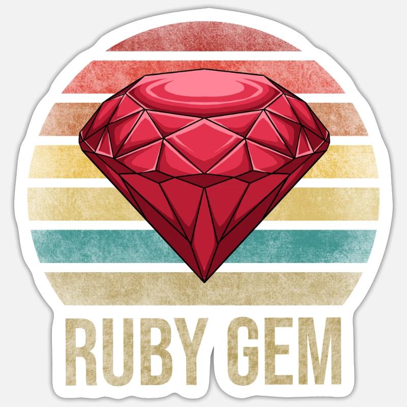Ruby Gemstone Retro Sunset - Sticker Größe S (10 x 10 cm) - Mattweiß