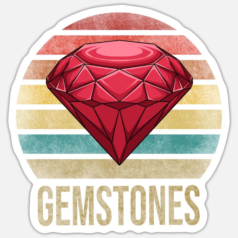 Ruby Gemstone Retro Sunset - Sticker Größe S (10 x 10 cm) - Mattweiß