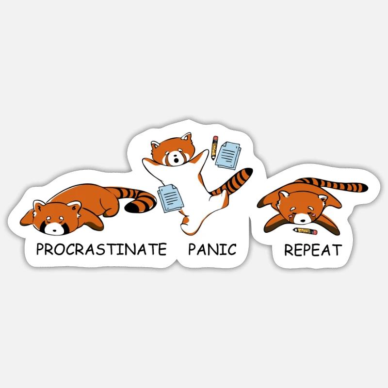 Procrastiner panique Répéter - procrastiner Sticker taille S (10 x 10 cm)