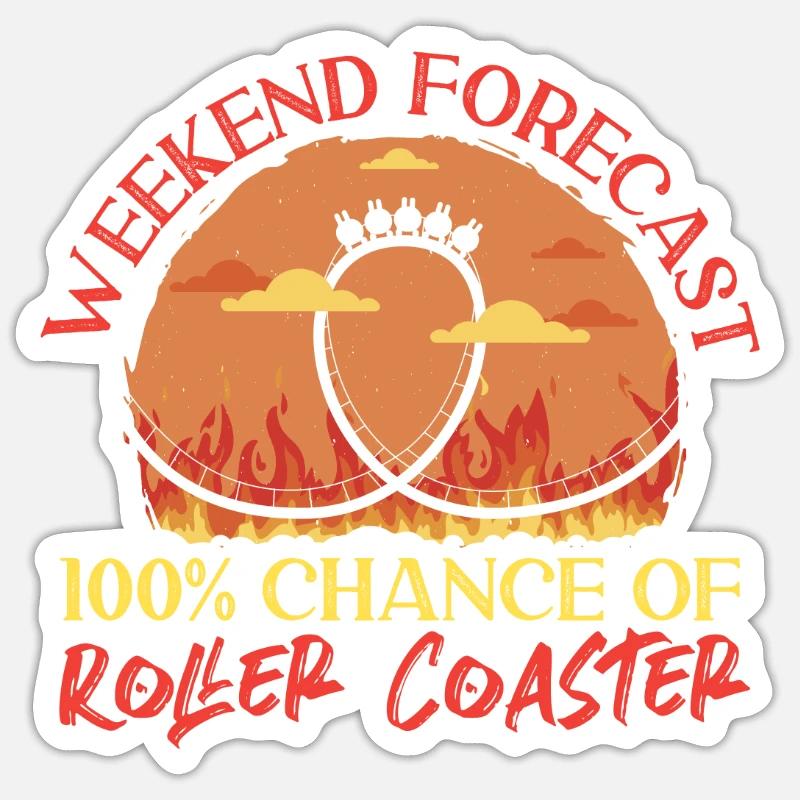 Roller Coaster Weekend Forecast - Sticker Größe S (10 x 10 cm) - Mattweiß