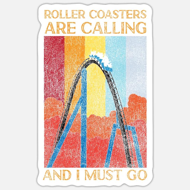 Roller Coaster Retro Vintage - Sticker Größe S (10 x 10 cm) - Mattweiß