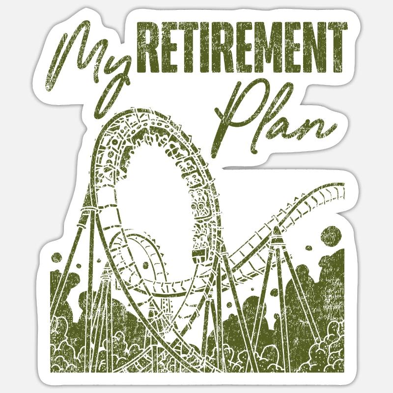 Roller Coaster Retraité Vintage Mon - Sticker taille S (10 x 10 cm) - blanc mat