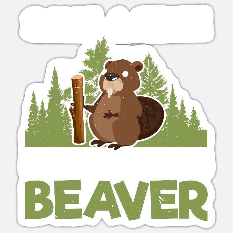 Rettet einen Baum, esst einen Biber Wildtier Tier Sticker Größe S (10 x 10 cm)