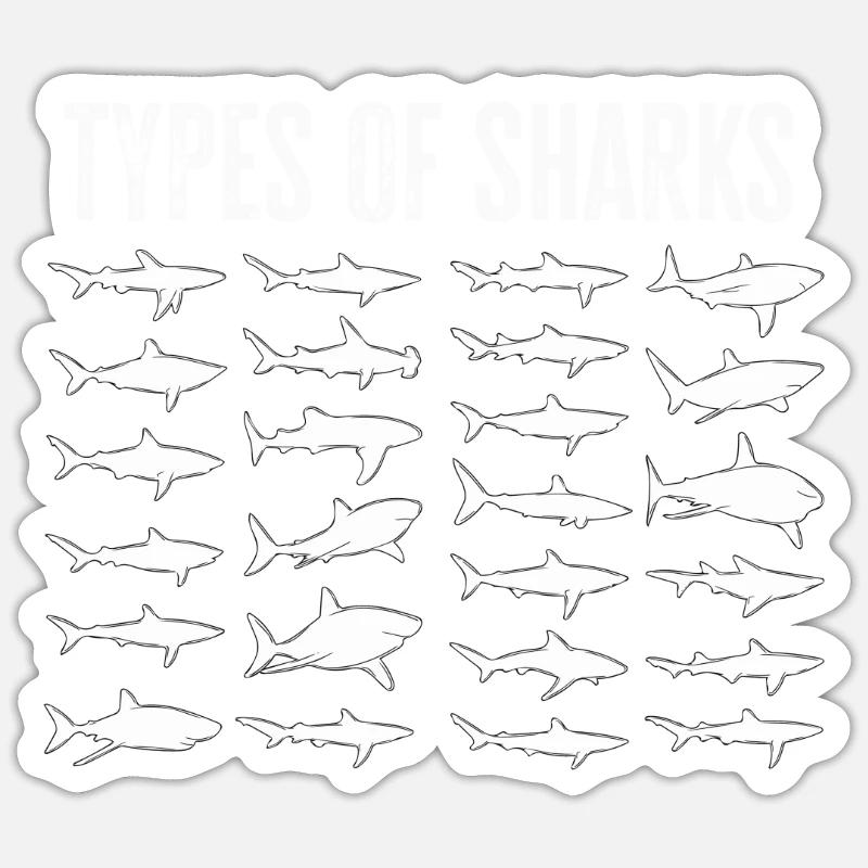 Types de requins Sticker taille S (10 x 10 cm)