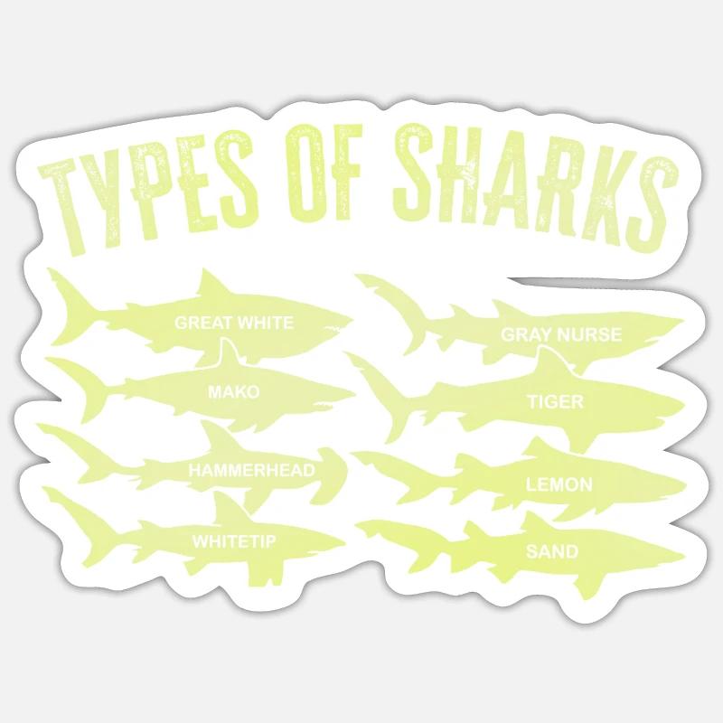 Types de requins Sticker taille S (10 x 10 cm)