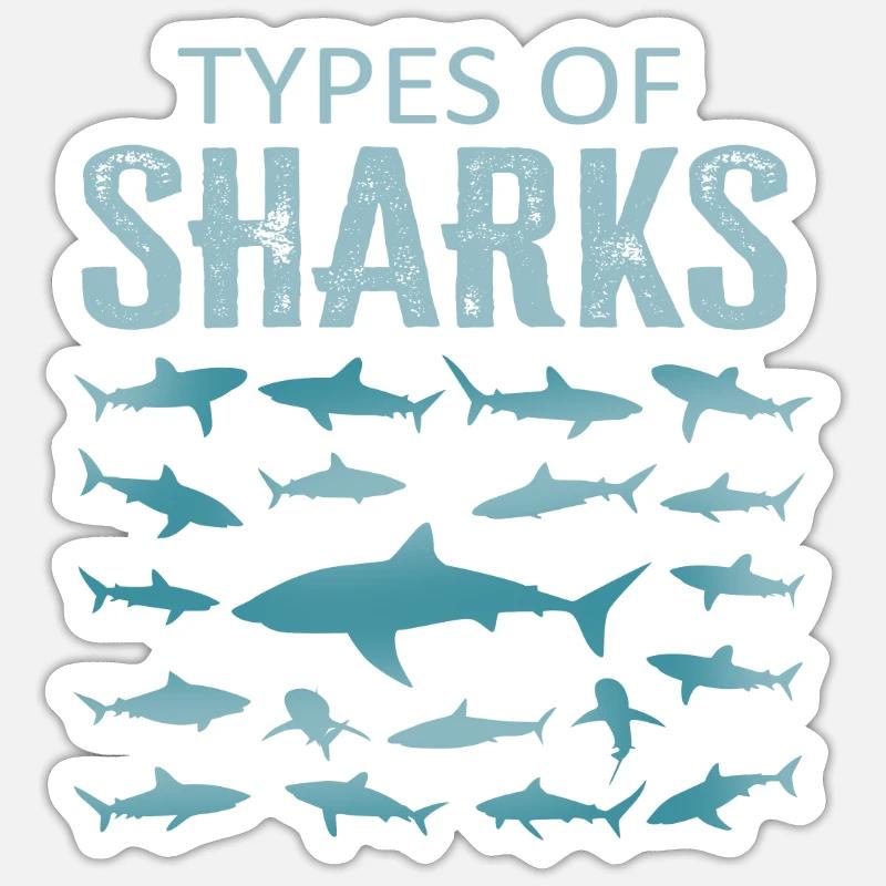 Types de requins Sticker taille S (10 x 10 cm)