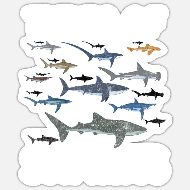 Types de requins Sticker taille S (10 x 10 cm)