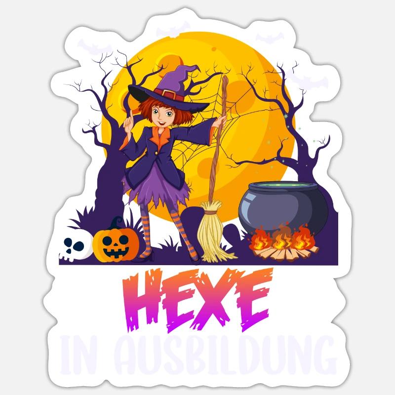 Halloween Hexe - Sticker Größe S (10 x 10 cm) - Mattweiß