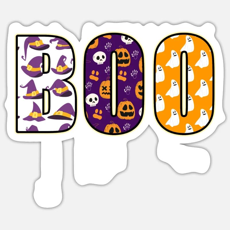 Boo Halloween - Sticker taille S (10 x 10 cm) - blanc mat