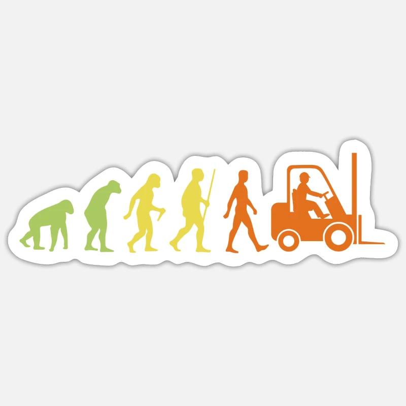 Evolution zur Gabelstapler-Arbeitskraft - Sticker Größe S (10 x 10 cm) - Mattweiß