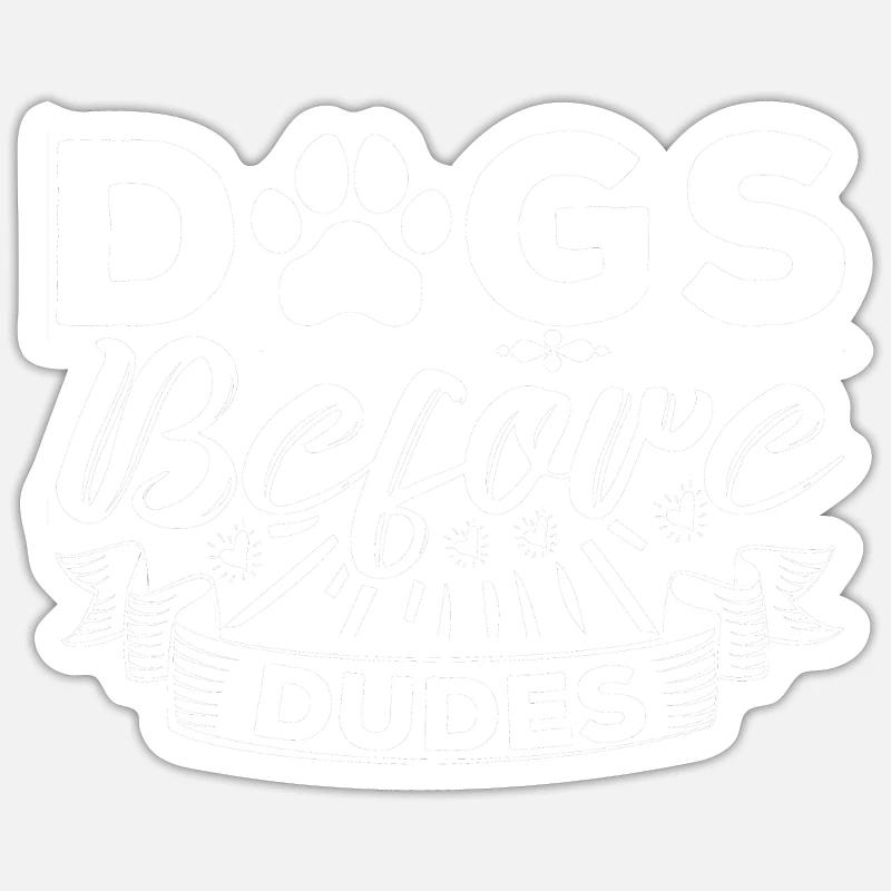Chiens devant les gars - Sticker taille S (10 x 10 cm) - blanc mat