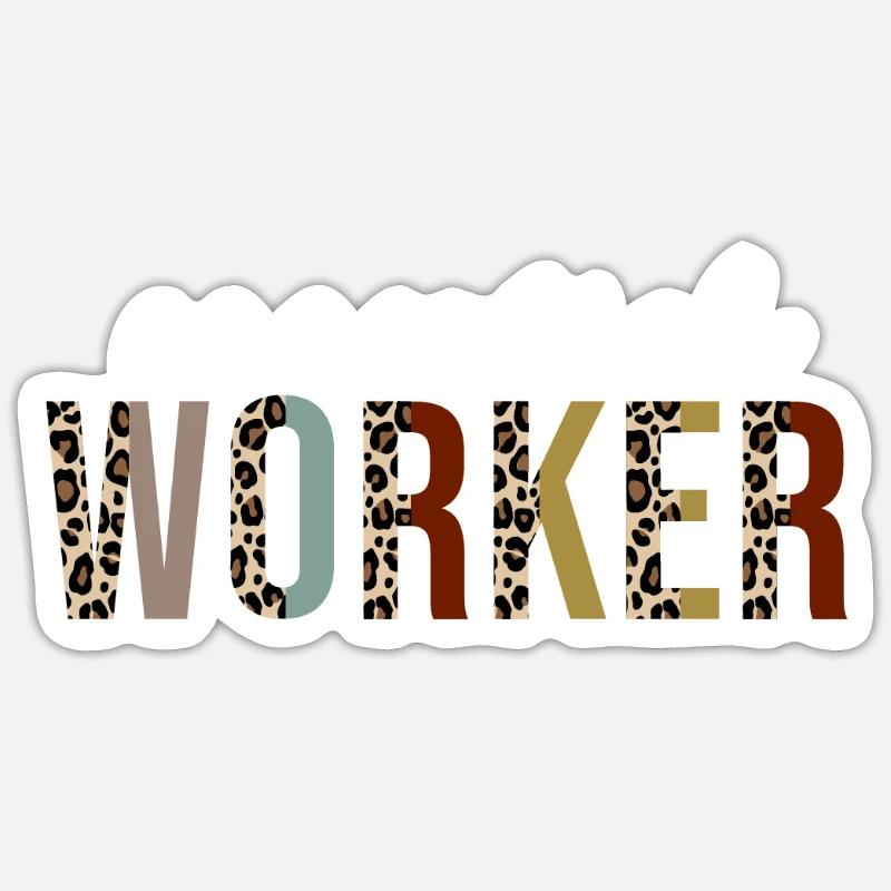 Essential Worker Leopard Print Lustiges Geschenk Sticker Größe S (10 x 10 cm)