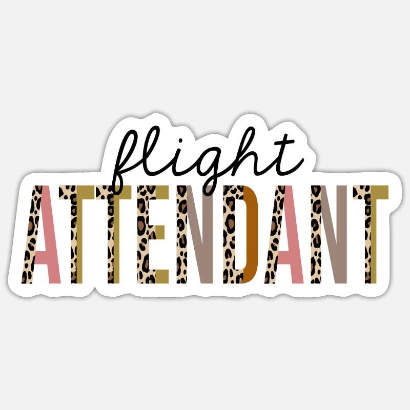 Flight Attendant Leopard Print Funny - Sticker size S (10 x 10 cm) - white matte