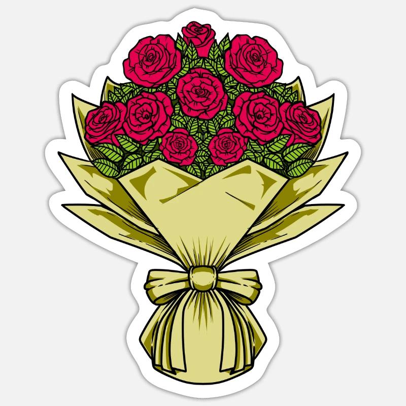 Red Roses - Bouquet - Sticker size S (10 x 10 cm) - white matte