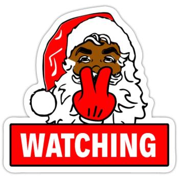 Drôle de Père Noël Noir Regardant la blague Citation Slogan - Sticker taille S (10 x 10 cm) - blanc mat - Devant
