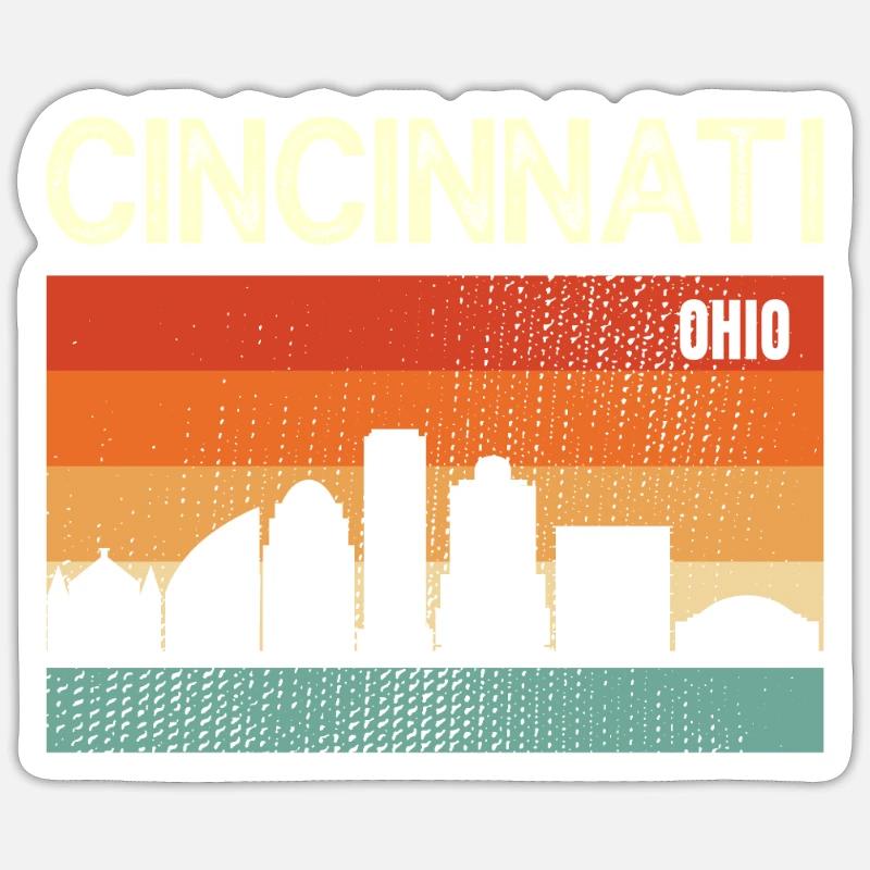 Cincinnati (Ohio) - Sticker taille S (10 x 10 cm) - blanc mat