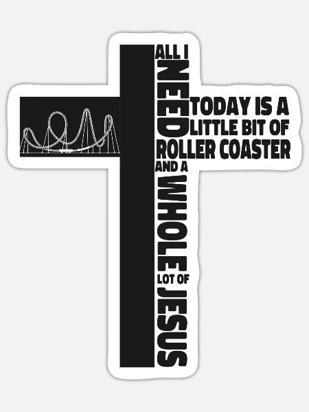 Roller Coaster Cross Christian - Sticker Größe S (10 x 10 cm) - Mattweiß