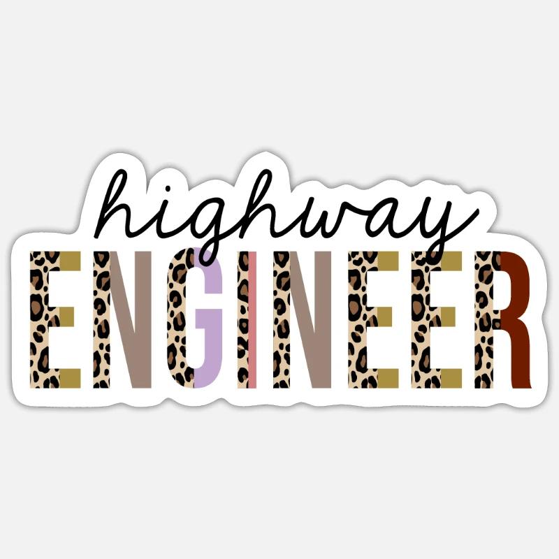 Highway Engineer Leopard Print Funny Sticker size S (10 x 10 cm)