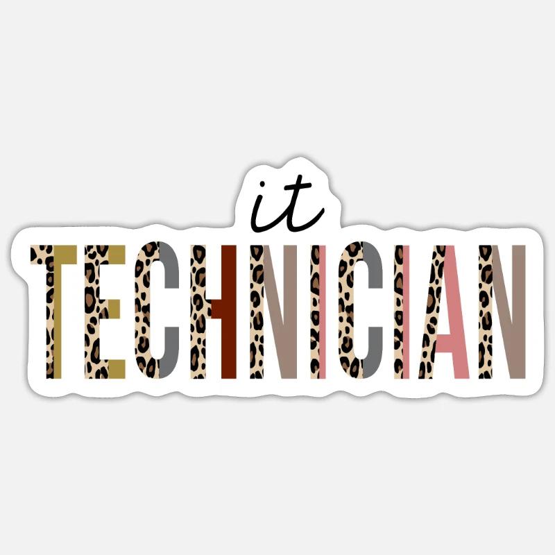 IT Technician Leopard Print Funny - Sticker size S (10 x 10 cm) - white matte