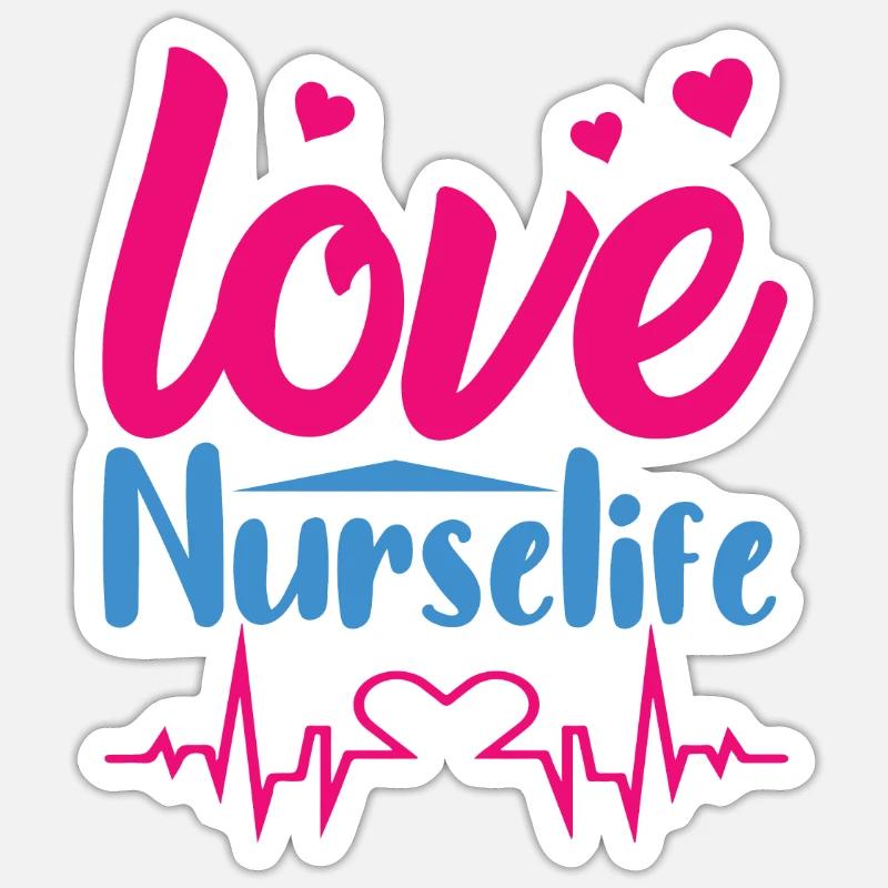 KRANKENSCHWESTER Amour Infirmière Vie - Sticker taille S (10 x 10 cm) - blanc mat
