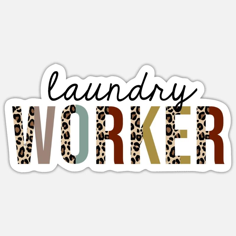 Laundry Worker Leopard Print Funny Sticker size S (10 x 10 cm)