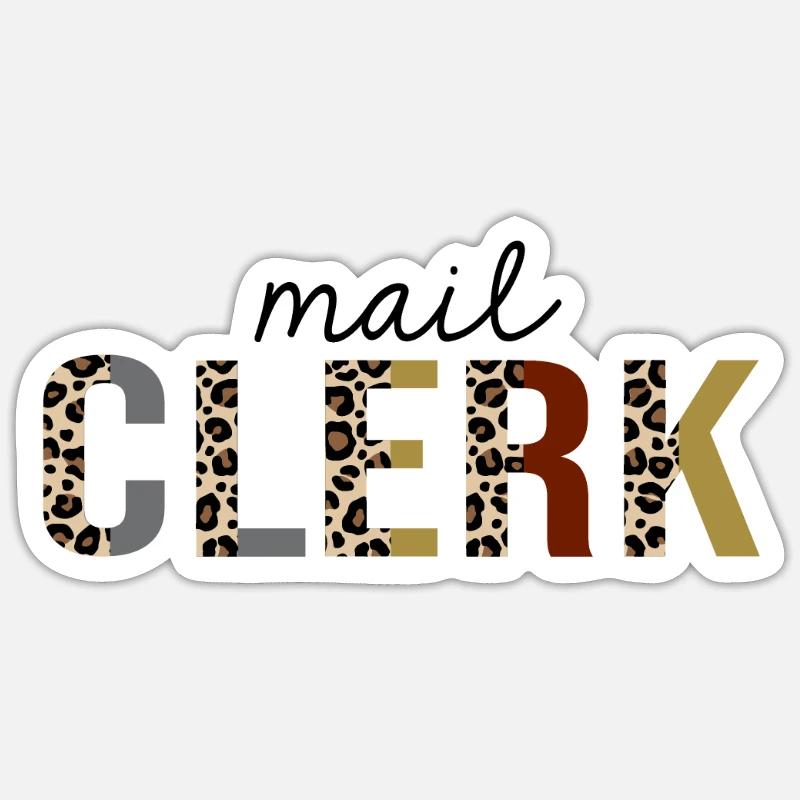 Mail Clerk Leopard Print Funny - Sticker size S (10 x 10 cm) - white matte