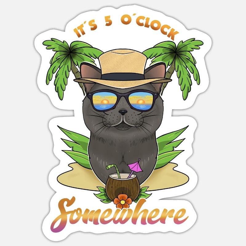 It Is 5 OClock Somewhere Drinking British Sticker Größe S (10 x 10 cm)