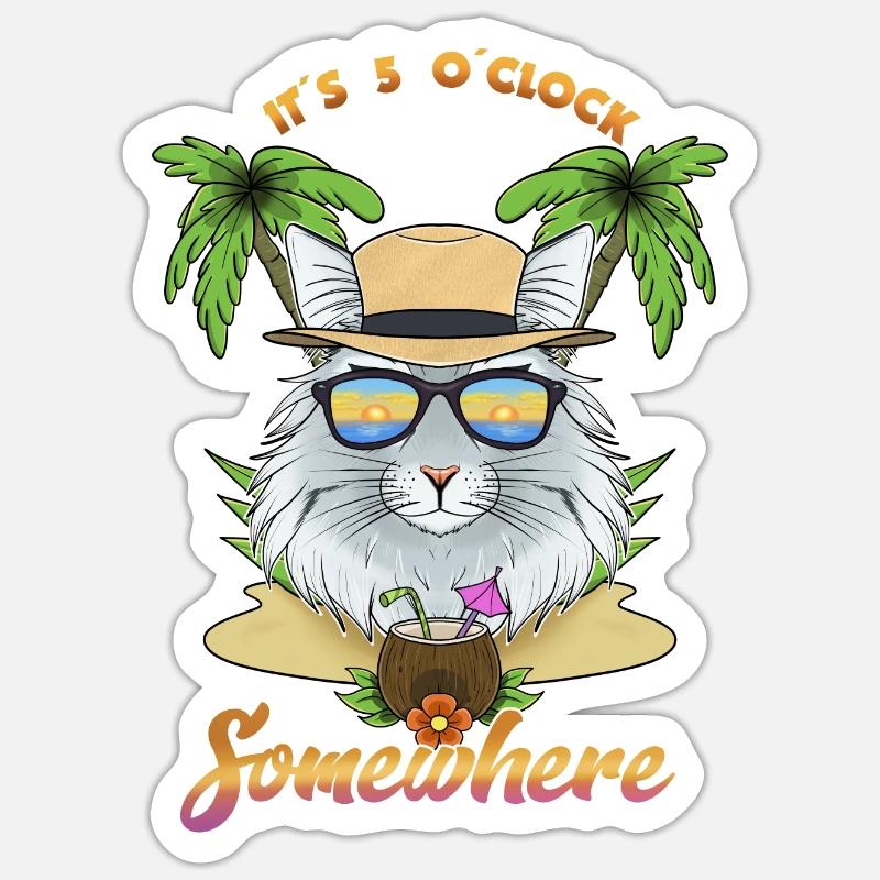 It Is 5 OClock Somewhere Drinking Norwegian Sticker Größe S (10 x 10 cm)