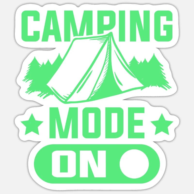 mode camping - Sticker taille S (10 x 10 cm) - blanc mat