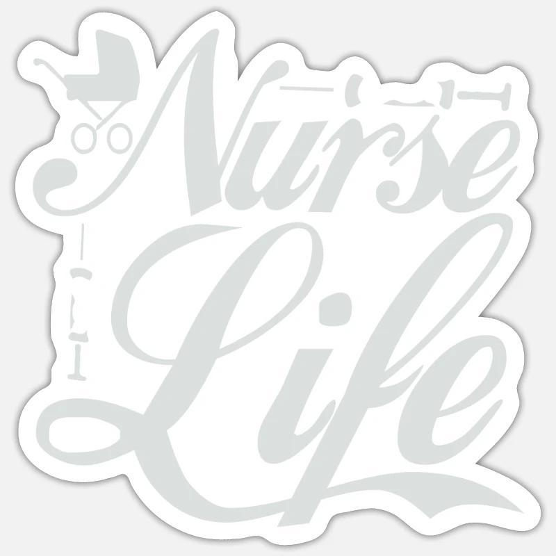 Krankenschwester Leben - Sticker Größe S (10 x 10 cm) - Mattweiß