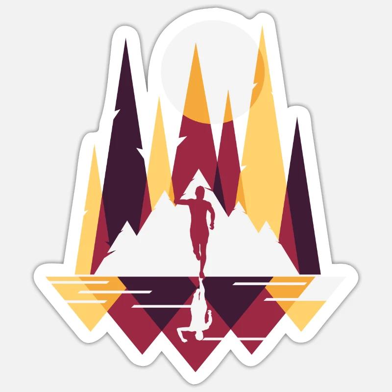 Marathon, TrailRunning Runner - Sticker taille S (10 x 10 cm) - blanc mat