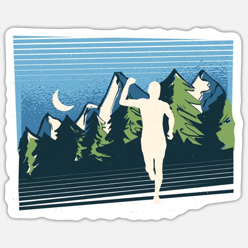 Marathon, TrailRunning Runner - Sticker taille S (10 x 10 cm) - blanc mat