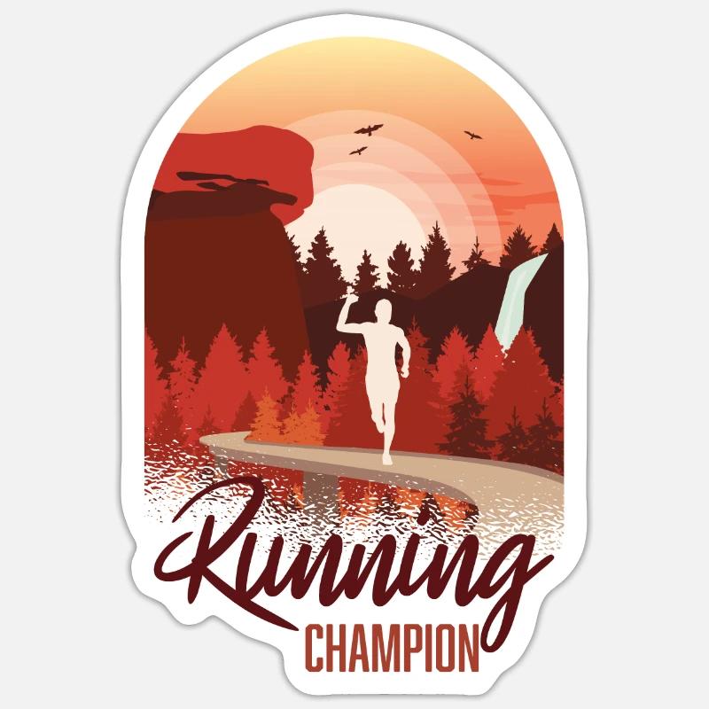 Marathon, Trail Running Champion - Sticker taille S (10 x 10 cm) - blanc mat