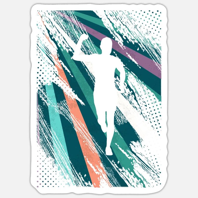 Marathon rétro, Trail Running - Sticker taille S (10 x 10 cm) - blanc mat