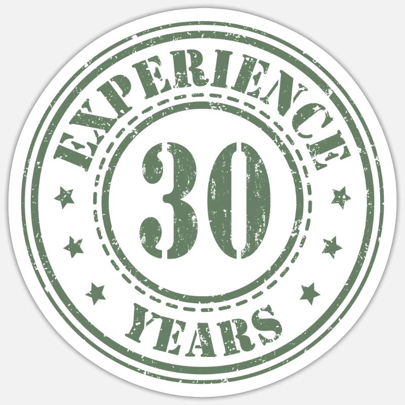 30 ans d’expérience - Sticker taille S (10 x 10 cm) - blanc mat