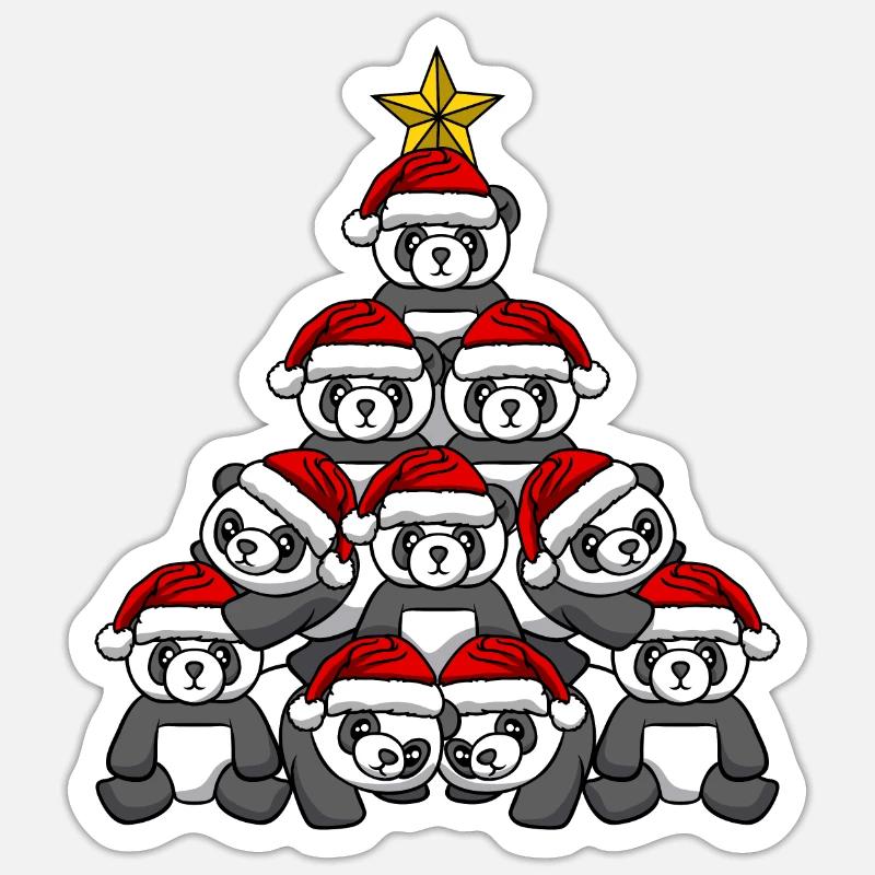 Panda Christmas Tree - Sticker size S (10 x 10 cm) - white matte