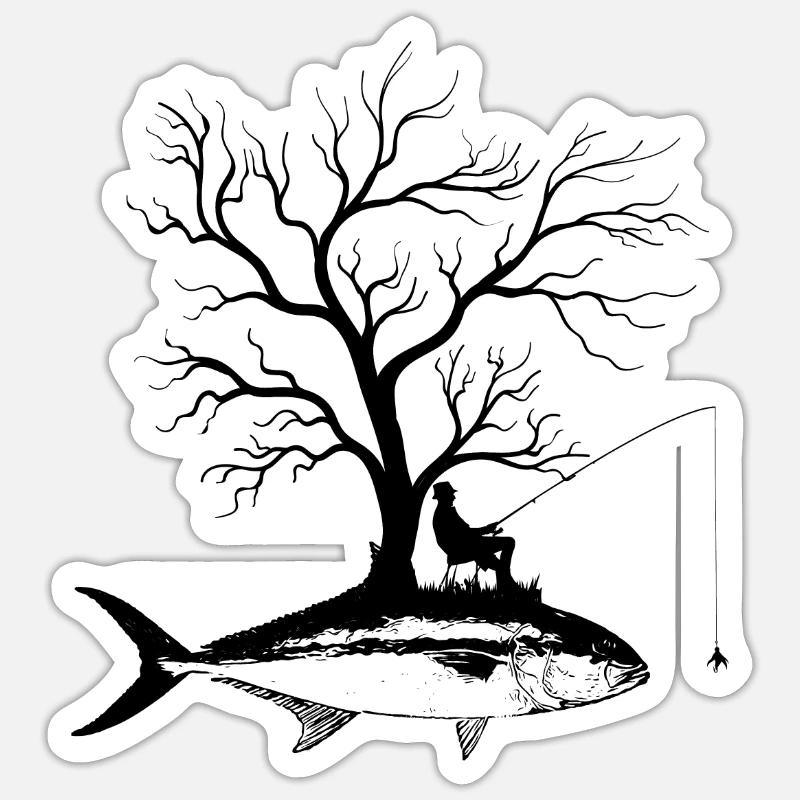 Graphic Tree - Fish Amberjack - Sticker size S (10 x 10 cm) - white matte