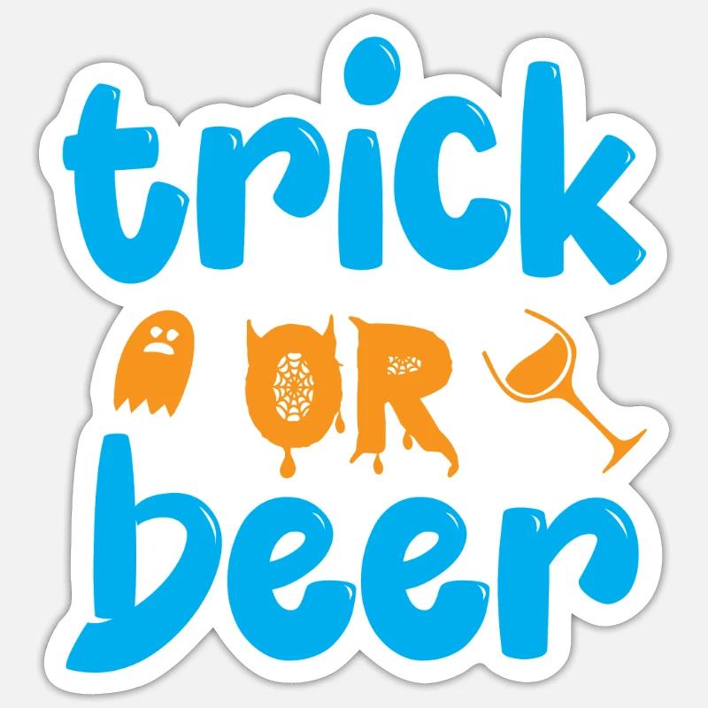 Trick oder Bier - Halloween-Humor - Sticker Größe S (10 x 10 cm) - Mattweiß