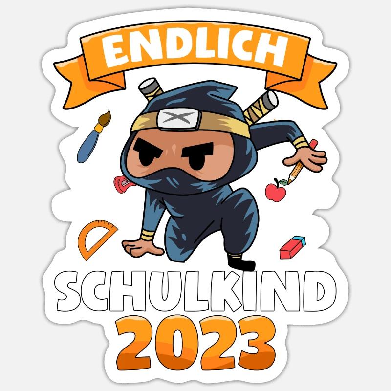 Einschulung Schulkind 2023 Geschenk 1. Klasse - Sticker Größe S (10 x 10 cm) - Mattweiß
