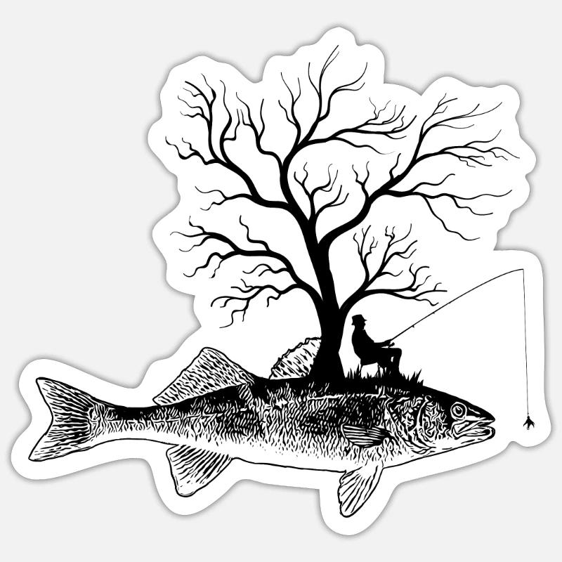 Graphic Tree - Fish Teat Sticker size S (10 x 10 cm)