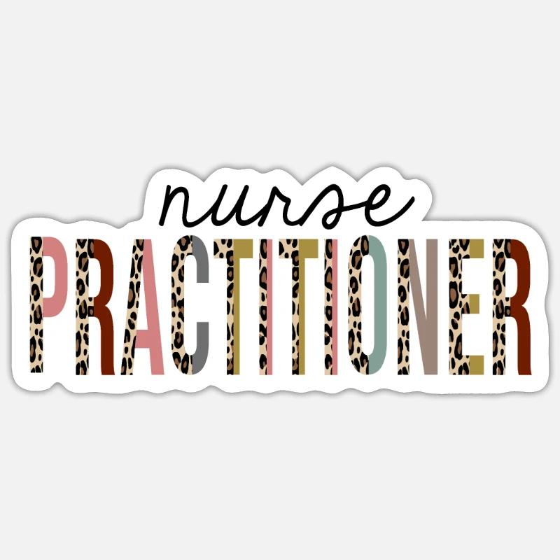 Nurse Practitioner Leopard Print Funny - Sticker size S (10 x 10 cm) - white matte