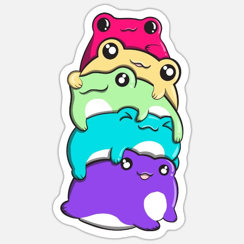 Non-Binary Pride Kawaii Frog Bunch Nonbinary Sticker taille S (10 x 10 cm)