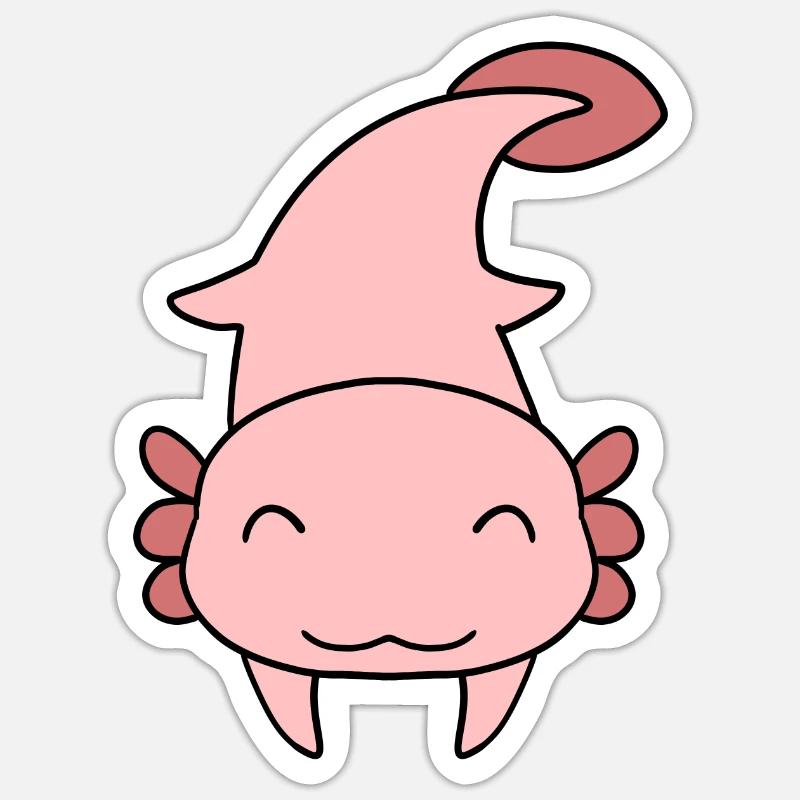 Axolotl doux - Sticker taille S (10 x 10 cm) - blanc mat