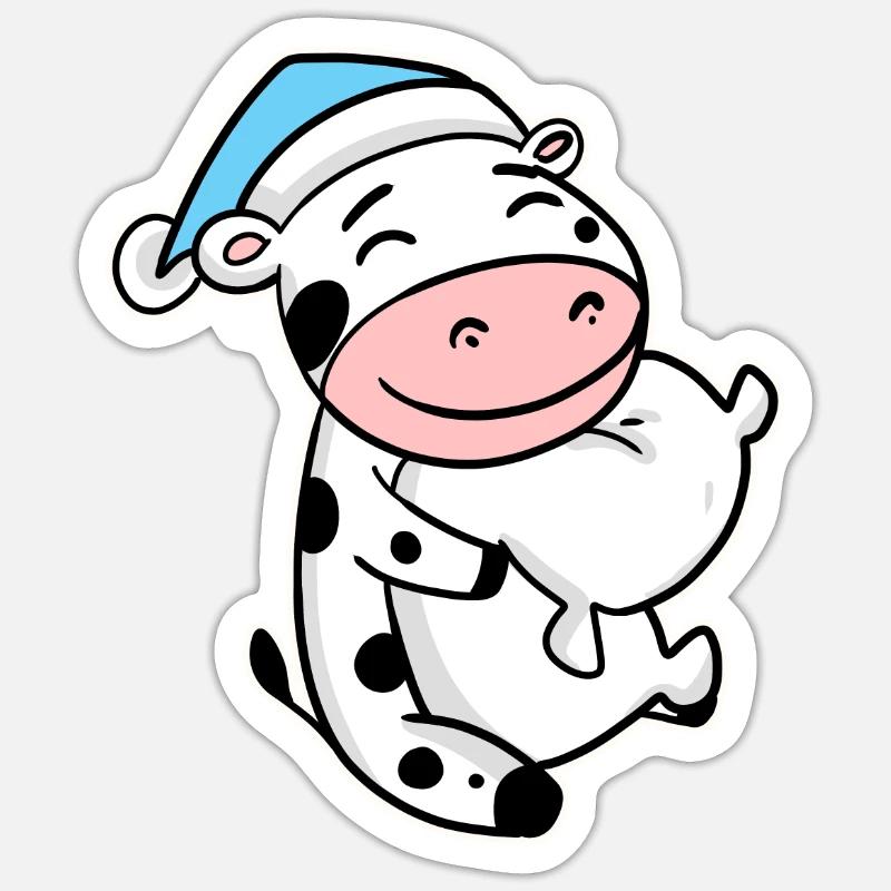 Bébé vache - Sticker taille S (10 x 10 cm) - blanc mat