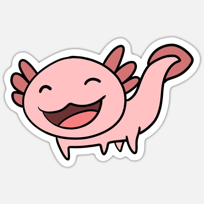 Axolotl Rose Doux - Sticker taille S (10 x 10 cm) - blanc mat